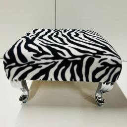 Handmade Zebra Print Footstool - Silver Metal Leg Pouffe - thumbnail 2
