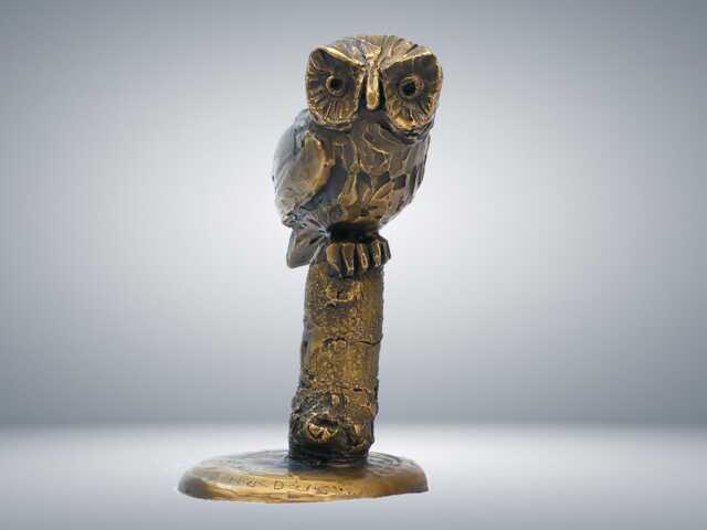 Bronze Owl Sculpture Handcrafted Bird Ornament, UK Foundry - image 1