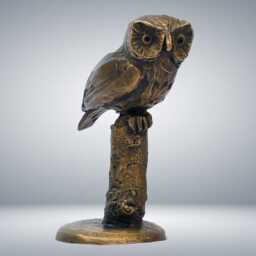 Bronze Owl Sculpture Handcrafted Bird Ornament, UK Foundry - thumbnail 2
