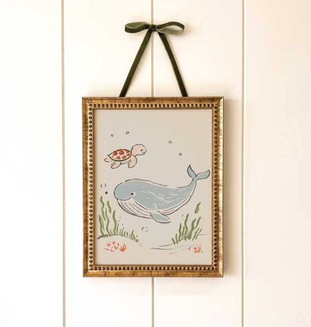 Drift Together Whale & Turtle Nursery Print Storybook Ocean Illustration For Baby Room Wall Art - image 1