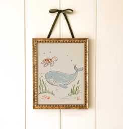 Drift Together Whale & Turtle Nursery Print Storybook Ocean Illustration For Baby Room Wall Art - thumbnail 1