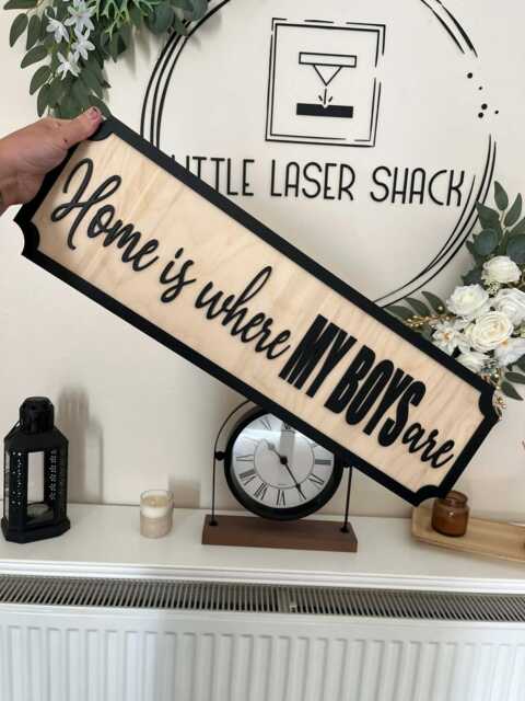 Home Is Where My Boys Are - Personalised Street Sign Wall Decor Kids Names, Birch Plywood, Mdf Names - image 1