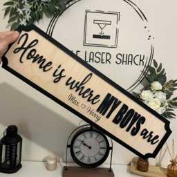 Home Is Where My Boys Are - Personalised Street Sign Wall Decor Kids Names, Birch Plywood, Mdf Names - thumbnail 2