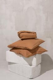 Almond Natural Linen Bedding Set Fitted Sheet, 2 Pillow Cover. Breathable, Soft, Minimalist, Earth Tone Home Decor. Twin, Full, Queen, King