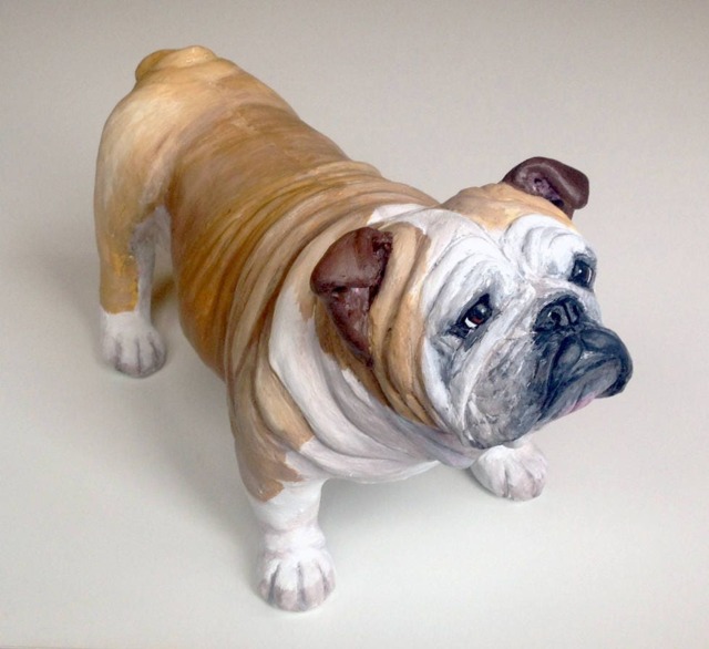 English Bulldog, Clay Sculpture, Bulldog Statue, Pet Memorial, Gift, Loss Gifts Dog, Portrait, Dog - image 1
