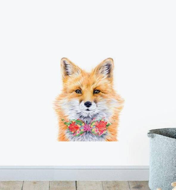 Detailed Fox Face Wall Sticker Decal - Kids Stickers, Animals Childrens Decals, Art, Room, Girl, Boy