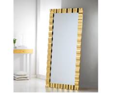 Large Luxury Gold Full Length Mirror - Made in Italy Modern Leaf Wall Leaner Entryway Lounge Villas Decor Mirror Home # 5099 - thumbnail 1