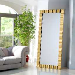 Large Luxury Gold Full Length Mirror - Made in Italy Modern Leaf Wall Leaner Entryway Lounge Villas Decor Mirror Home # 5099 - thumbnail 2