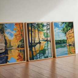 Set Of 3 Starved Rock Posters, Illinois State Park Travel Prints, Usa Wall Art, Midwest Nature Poster Set, Hiking Landscape Decor - thumbnail 3