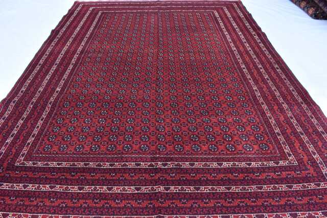 Handmade Afghan Wool Rug 9.10 X 6.5 Ft Geometric Roshnai Design - image 1