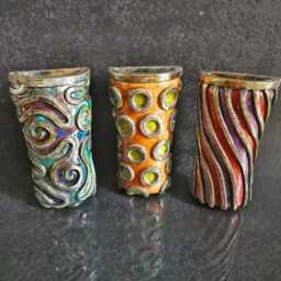 Raku Wall Planters - Set Of 3 Hanging Ceramic Vases - Succulent & Cactus Decor Handmade in Italy - thumbnail 4