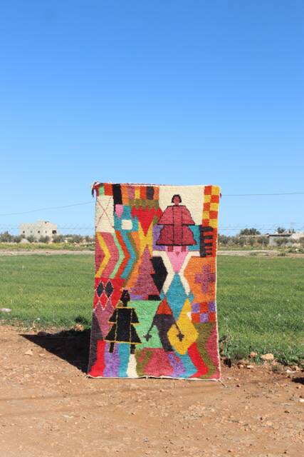 Authentic Wool Berber Rug Colorful Abstract Moroccan Rug - image 1