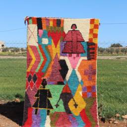 Authentic Wool Berber Rug Colorful Abstract Moroccan Rug - thumbnail 2