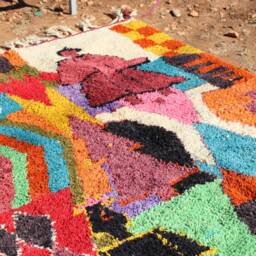 Authentic Wool Berber Rug Colorful Abstract Moroccan Rug - thumbnail 3