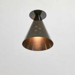 1950's Mid Century Brass Elegant Flush Mount-Modern Patina Chandelier-Italian Mount Ceiling Fixture - thumbnail 3