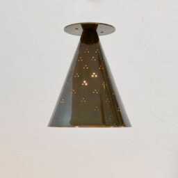 1950's Mid Century Brass Elegant Flush Mount-Modern Patina Chandelier-Italian Mount Ceiling Fixture - thumbnail 2