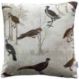 Forest Birds Cushion Cover Pheasant Partridge Grouse Printed Cotton Fabric - thumbnail 3