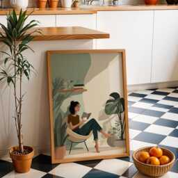 Bookish Wall Art - Woman Sat Reading Print Book Lover Poster Botanical Scandinavian - thumbnail 2
