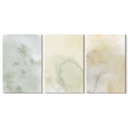Canvas Art Set Of 3 - Pastel Watercolors On Paint Textures, Creamy Wall Print, Natural Textures Decor - thumbnail 3