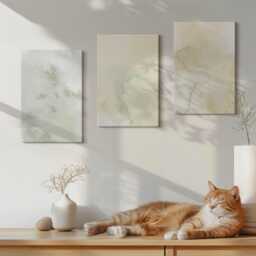 Canvas Art Set Of 3 - Pastel Watercolors On Paint Textures, Creamy Wall Print, Natural Textures Decor - thumbnail 1