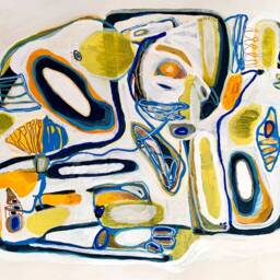 Original Abstract Landscape Painting Colorful Mixed Media Line Art - 12x16, Modern Painting On Paper - thumbnail 2