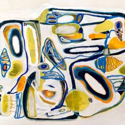 Original Abstract Landscape Painting Colorful Mixed Media Line Art - 12x16, Modern Painting On Paper - thumbnail 3