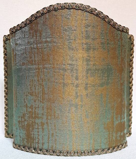 Venetian Lamp Shade Reseda Green & Gold Rubelli Venier Jacquard Fabric Half Lampshade - Handmade in Italy - image 1