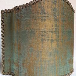 Venetian Lamp Shade Reseda Green & Gold Rubelli Venier Jacquard Fabric Half Lampshade - Handmade in Italy - thumbnail 2