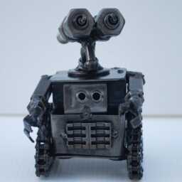 Wall-E Inspired Scrap Metal Sculpture, Handmade Recycled Steel Art, Unique Valentine Gift For Him - thumbnail 3