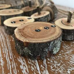 Set Of 4 Hanging Wooden Snowmanchristmas Decorations Carving Festive Wood, Log, Christmas Tree - thumbnail 2