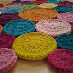 Handmade Round Wool Rug, Modern Crochet Rug - thumbnail 4