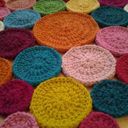 Handmade Round Wool Rug, Modern Crochet Rug - thumbnail 3