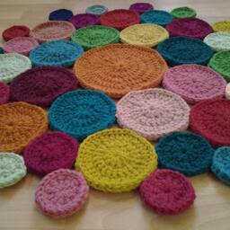Handmade Round Wool Rug, Modern Crochet Rug - thumbnail 2