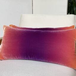 "Purple Ombre Velvet Lumbar Pillow Cover 12"" X 24" - thumbnail 4