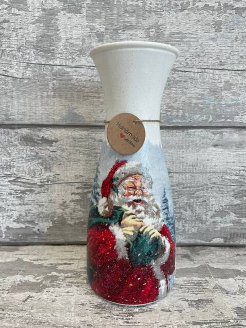Santa Vase, Glittery, Tree Xmas Decoration, Christmas Decorations - image 1