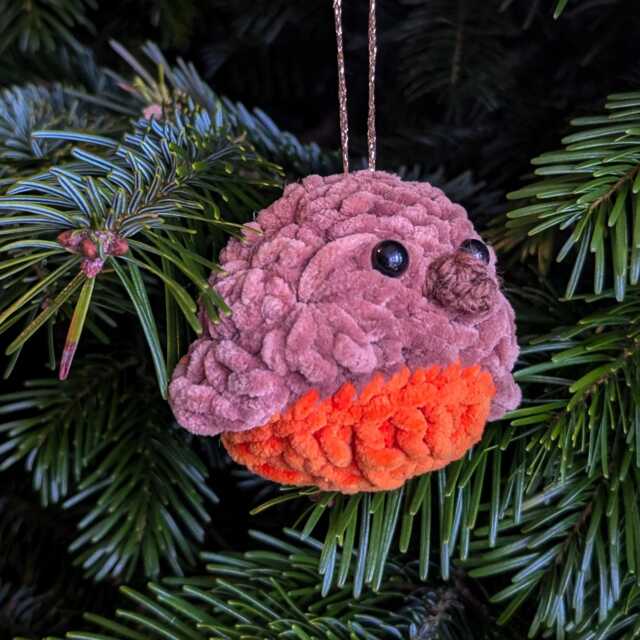Handmade Crochet Robin Christmas Tree Ornament Chunky Plush Decor - image 1