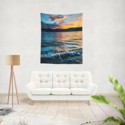 Lake Tapestry, Scenic Wall Hanging, Large Nature Art, Dorm Room Decor - thumbnail 3