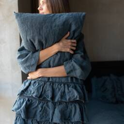 Linen Pillowcase With Ruffles , Shabby Chic Linen Pillow Cover. Queen King, Standard Size . Euroshams. Mooshop - thumbnail 2