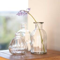 Retro Glass Bud Vase Set Ripple Flower Vases, Diy Wedding Decor - thumbnail 1