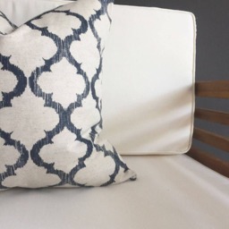 Navy Ikat Pillow Cover, Blue Cream Cotton Hudson - thumbnail 2