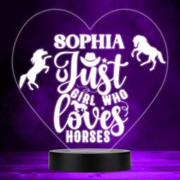 Just A Girl Who Loves Horses Multicolour Personalised Gift Led Lamp Night Light - Bedroom