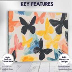 Pastel Multicoloured Butterfly Silhouette Abstract Pattern Canvas Wall Art Print Decor Picture Ready To Hang - thumbnail 4