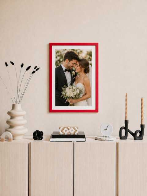 Red Photo Frame A1 A2 A3 A4 Slim Brushed Wood Modern Gallery Wall Art Home D??cor - image 1