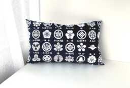 Japanese Family's Crest Navy Blue Pillow Case, Japan Kamon Throw Cover, Martial Arts Cushion, 24 X 12 Inches Cover - thumbnail 1