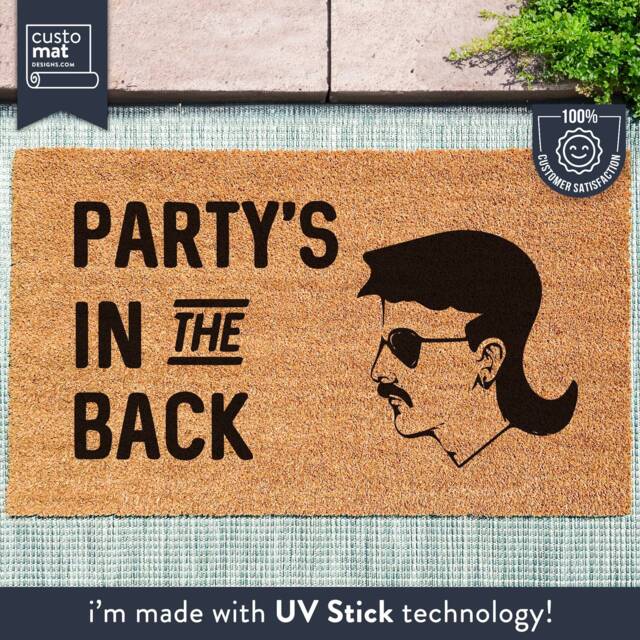 Party's in The Back - Funny Doormat Mullet Door Mat Gift Porch Decor Rug - image 1