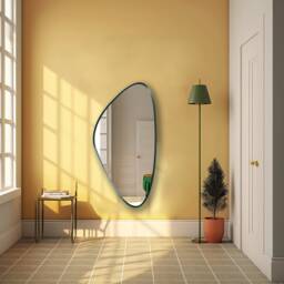 Asymmetrical Mirror, Triangle Irregular Aesthetic Oblong Abstract Wall Mirror - Statement Piece For Your Home Decor - thumbnail 2