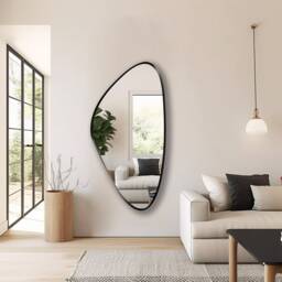 Asymmetrical Mirror, Triangle Irregular Aesthetic Oblong Abstract Wall Mirror - Statement Piece For Your Home Decor - thumbnail 1