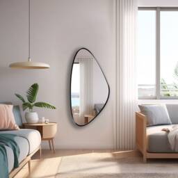 Asymmetrical Mirror, Triangle Irregular Aesthetic Oblong Abstract Wall Mirror - Statement Piece For Your Home Decor - thumbnail 3