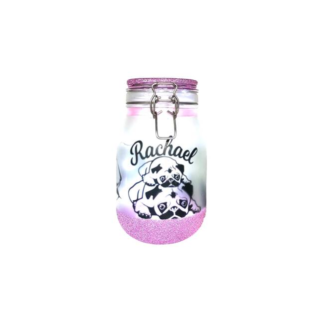 Large Personalised Pug Night Light Jar, Memorial, Lovers Gift - image 1