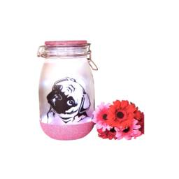 Large Personalised Pug Night Light Jar, Memorial, Lovers Gift - thumbnail 3